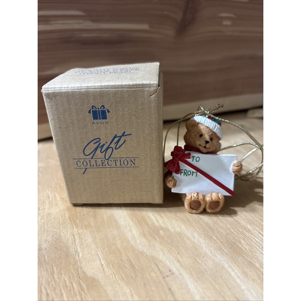 Avon Gift Collection Holiday Wishes Package Topper Ornament Teddy Bear W Box